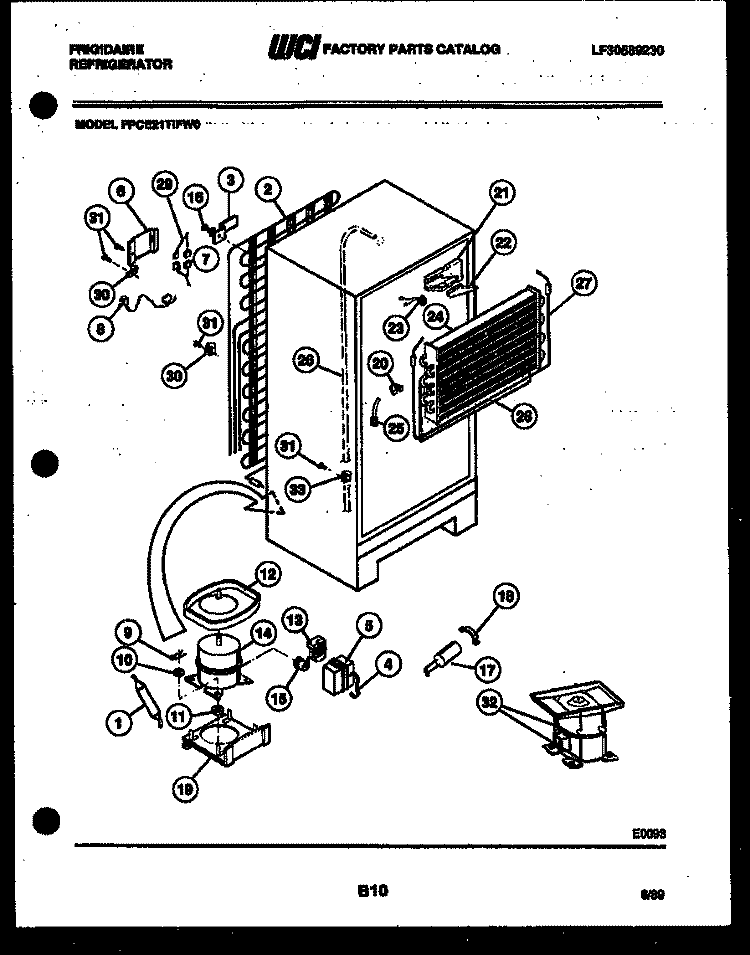 SYSTEM AND AUTOMATIC DEFROST PARTS Diagram and Parts List for FPCE21TIFF0  Frigidaire Refrigerator