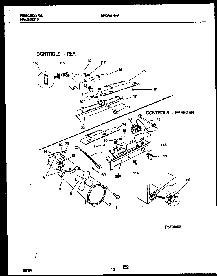REFRIGERATOR CONTROL ASSEMBLY, DAMP Diagram and Parts List for MRS20HRAD3  Frigidaire Refrigerator