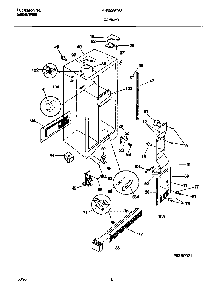 CABINET Diagram and Parts List for MRS22WNCD1  Frigidaire Refrigerator