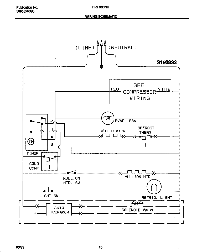 WIRING DIAGRAM Diagram and Parts List for FRT16DNHD0  Frigidaire Refrigerator