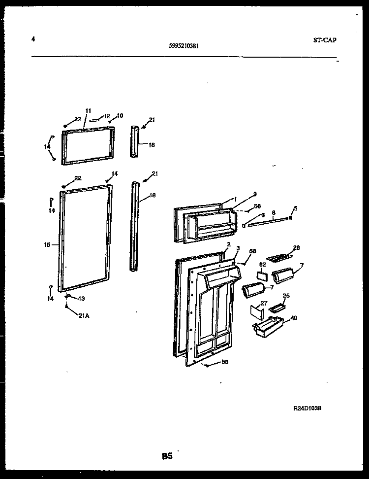 DOOR PARTS Diagram and Parts List for FPCE19TRL0  Frigidaire Refrigerator