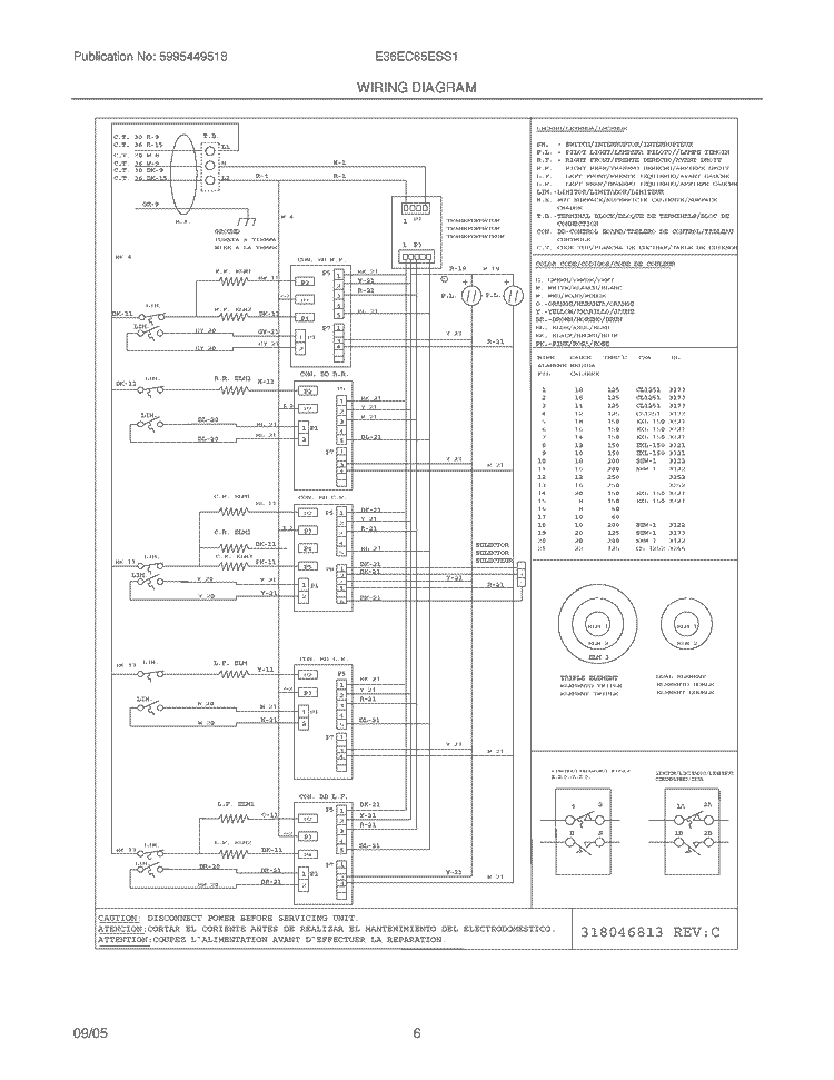 WIRING DIAGRAM Diagram and Parts List for E36EC65ESS1  Electrolux Cooktop