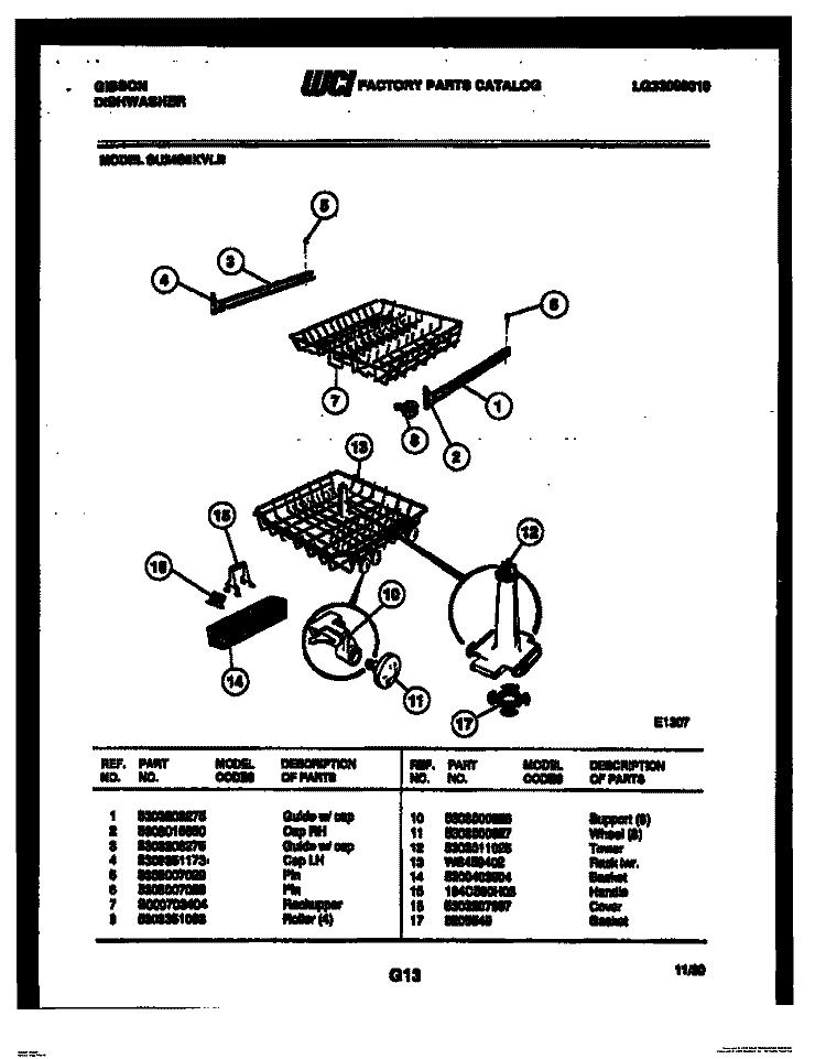 RACKS AND TRAYS Diagram and Parts List for SU24S8KVLB  Gibson Dishwasher