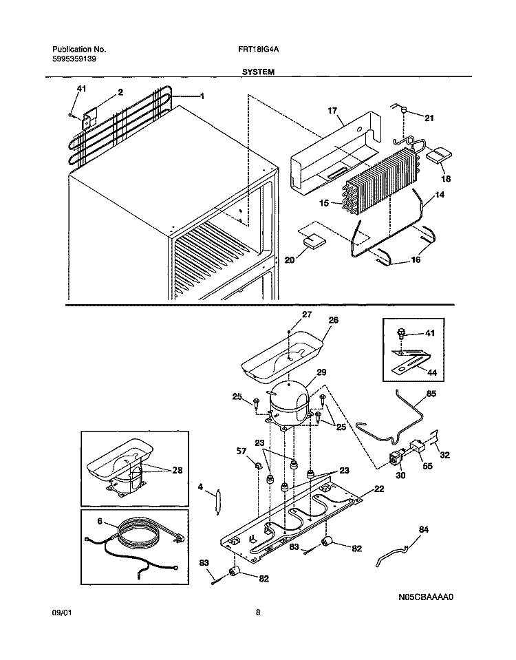 SYSTEM Diagram and Parts List for FRT18IG4AQ2  Frigidaire Refrigerator