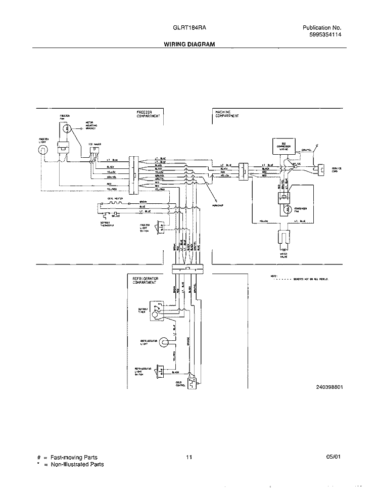 WIRING DIAGRAM Diagram and Parts List for GLRT184RAW0  Frigidaire Refrigerator