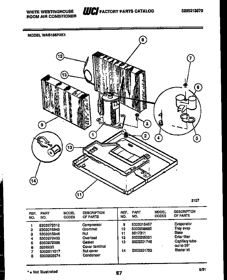 SYSTEM PARTS Diagram and Parts List for WAS186P2K1  Frigidaire Air Conditioner