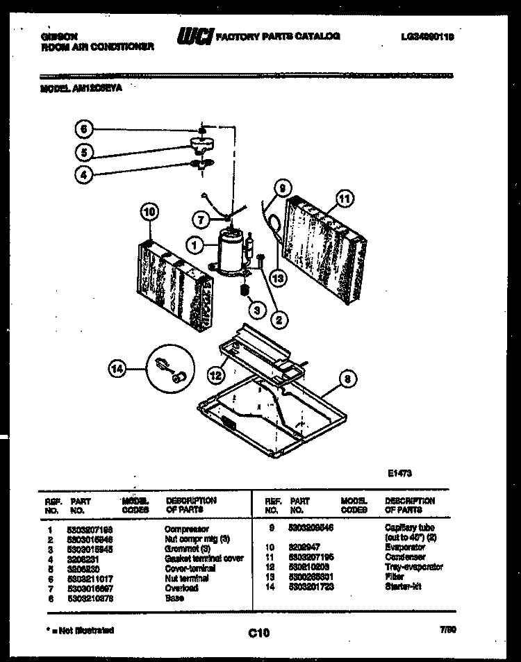 SYSTEM PARTS Diagram and Parts List for AM12C5EYA  Gibson Air Conditioner