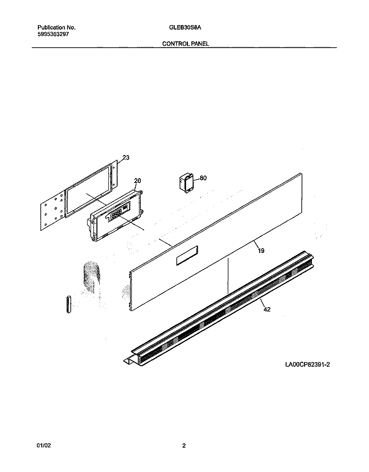 CONTROL PANEL Diagram and Parts List for GLEB30S8ABA  Frigidaire Wall Oven