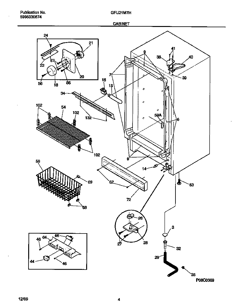 CABINET Diagram and Parts List for GFU21M7HW0  Gibson Freezer