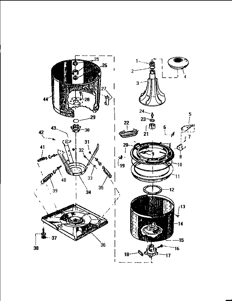 TUBS Diagram and Parts List for LA600JXV3  Frigidaire Washer