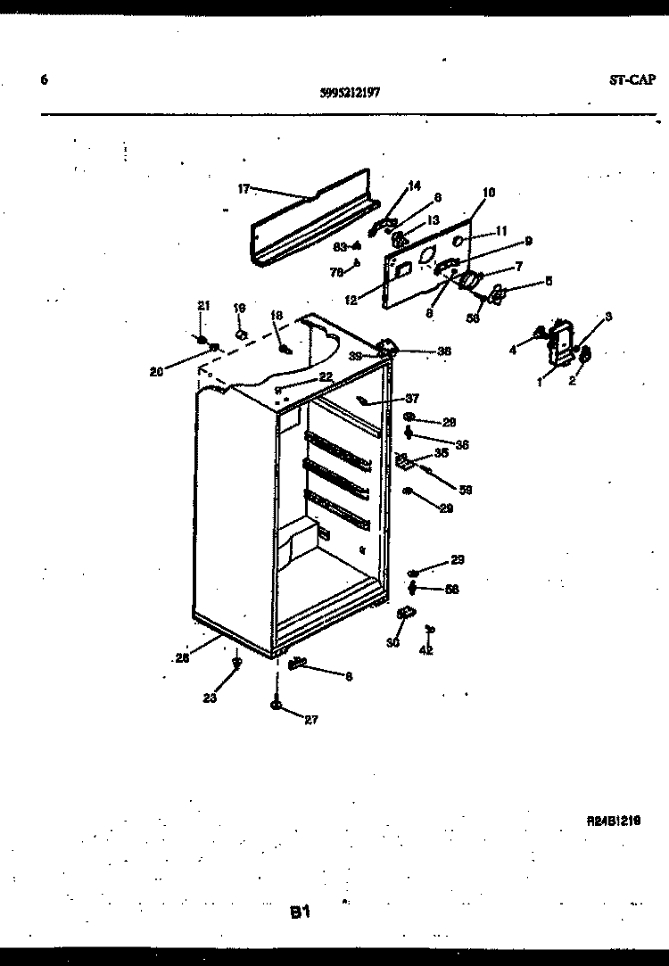 CABINET PARTS Diagram and Parts List for RT143NLWC  Frigidaire Refrigerator