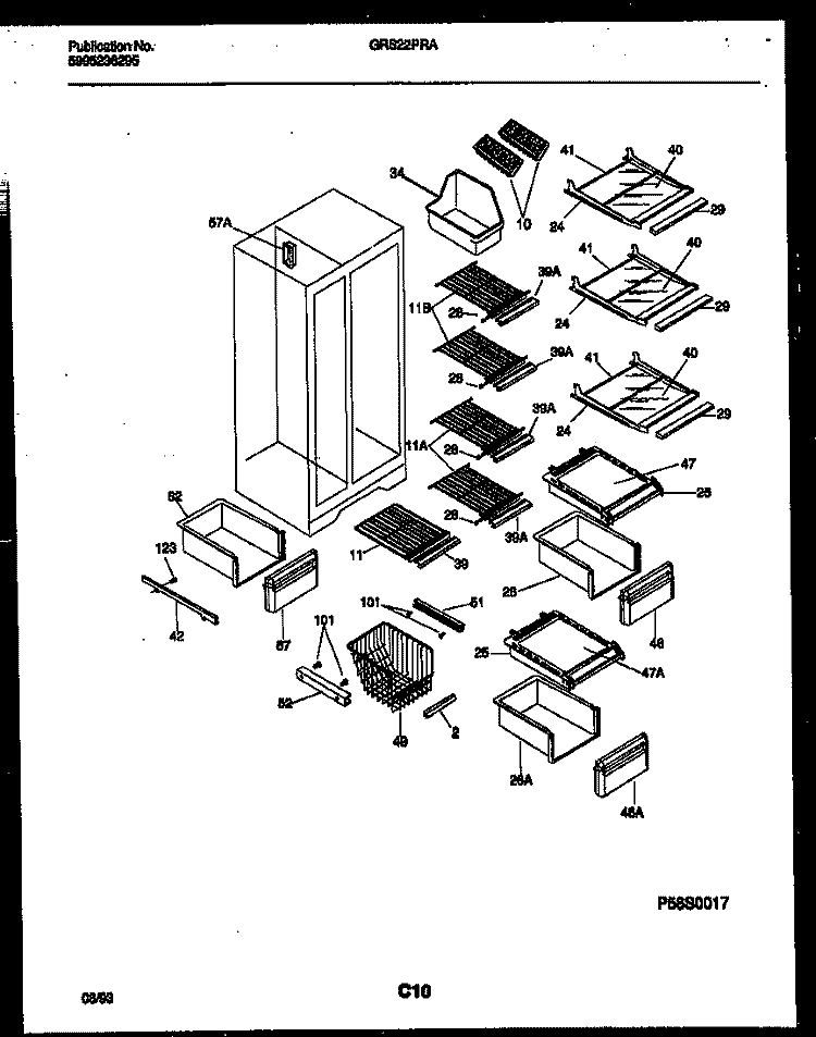 SHELVES AND SUPPORTS Diagram and Parts List for GRS22PRAD0  Gibson Refrigerator