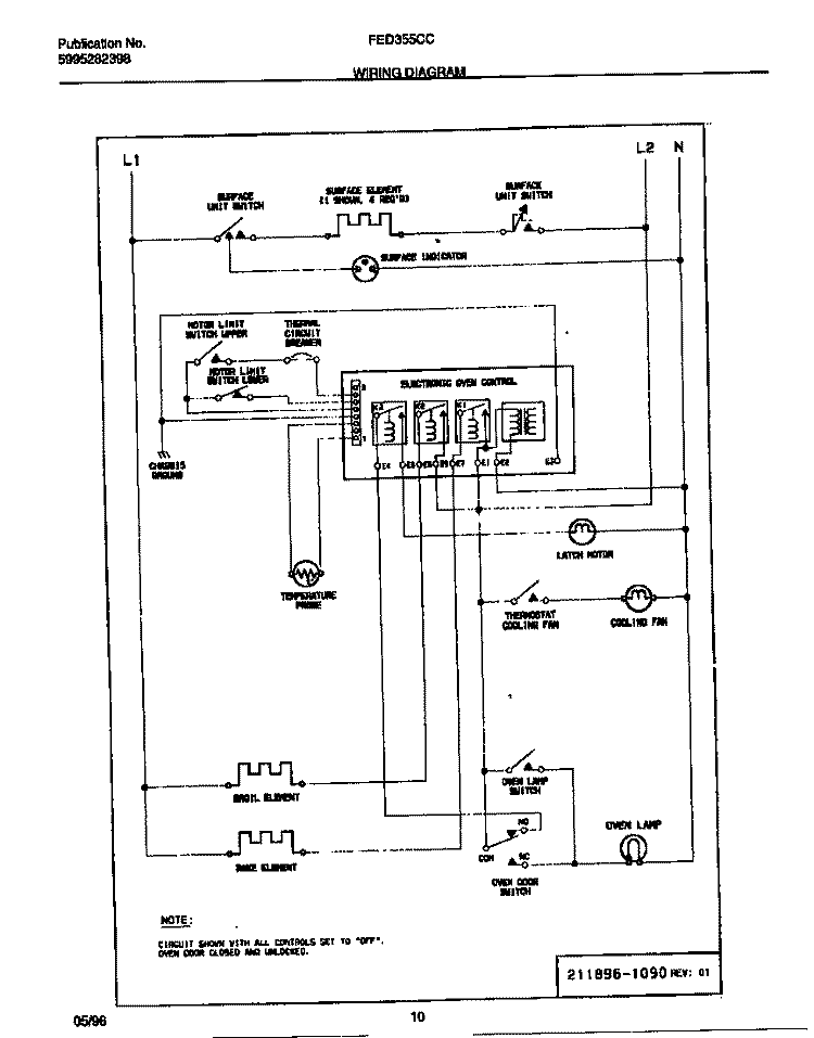 WIRING DIAGRAM Diagram and Parts List for FED355CCSE  Frigidaire Range