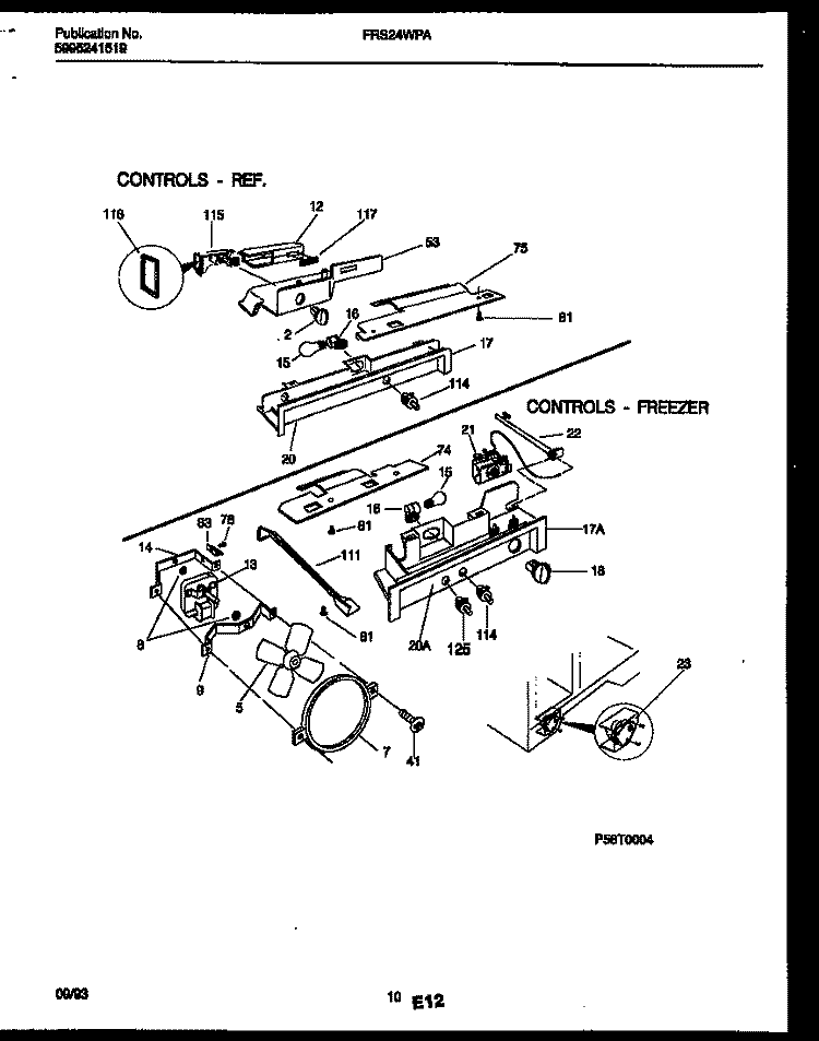 REFRIGERATOR CONTROL ASSEMBLY, DAMP Diagram and Parts List for FRS24WPAW0  Frigidaire Refrigerator