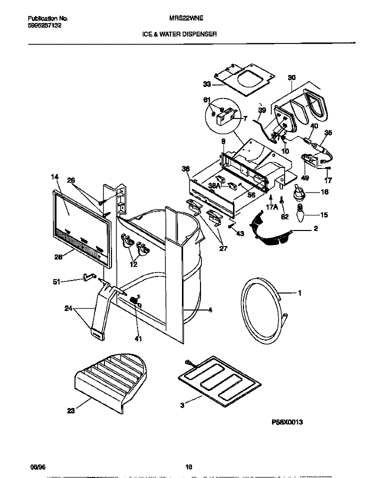ICE & WATER DISPENSER Diagram and Parts List for MRS22WNEW1  Frigidaire Refrigerator
