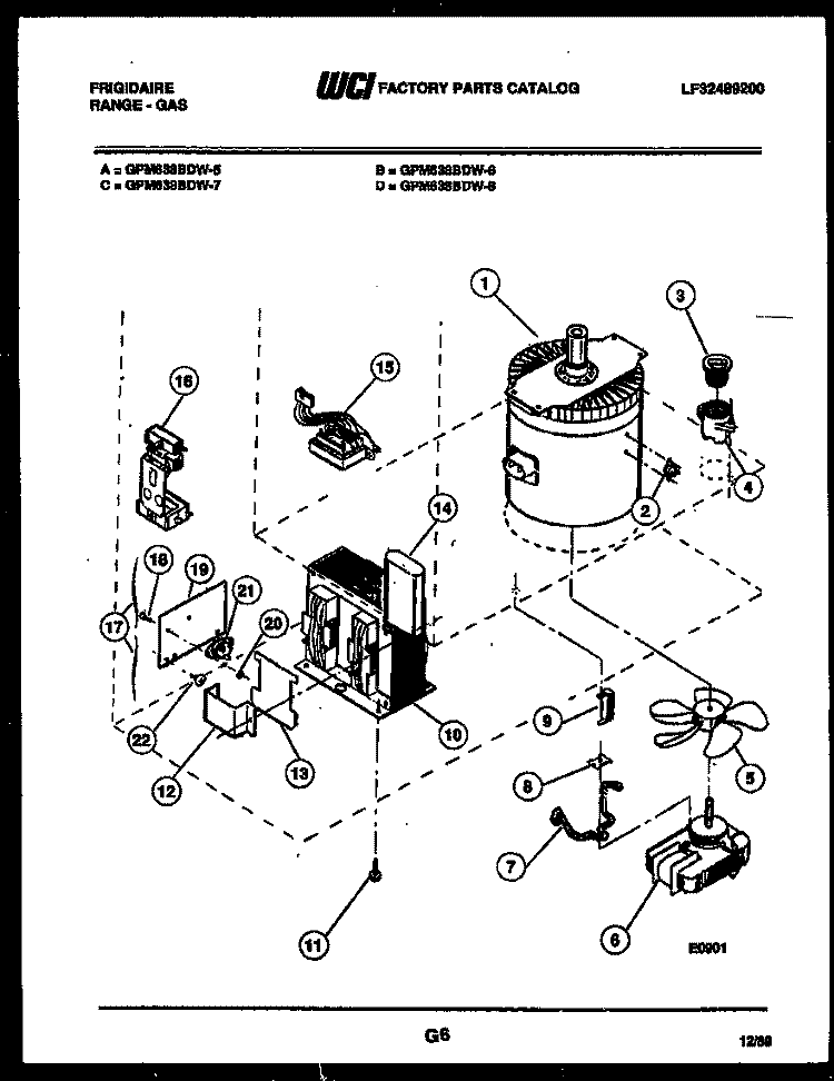 POWER CONTROL Diagram and Parts List for GPM638BDL8  Frigidaire Range