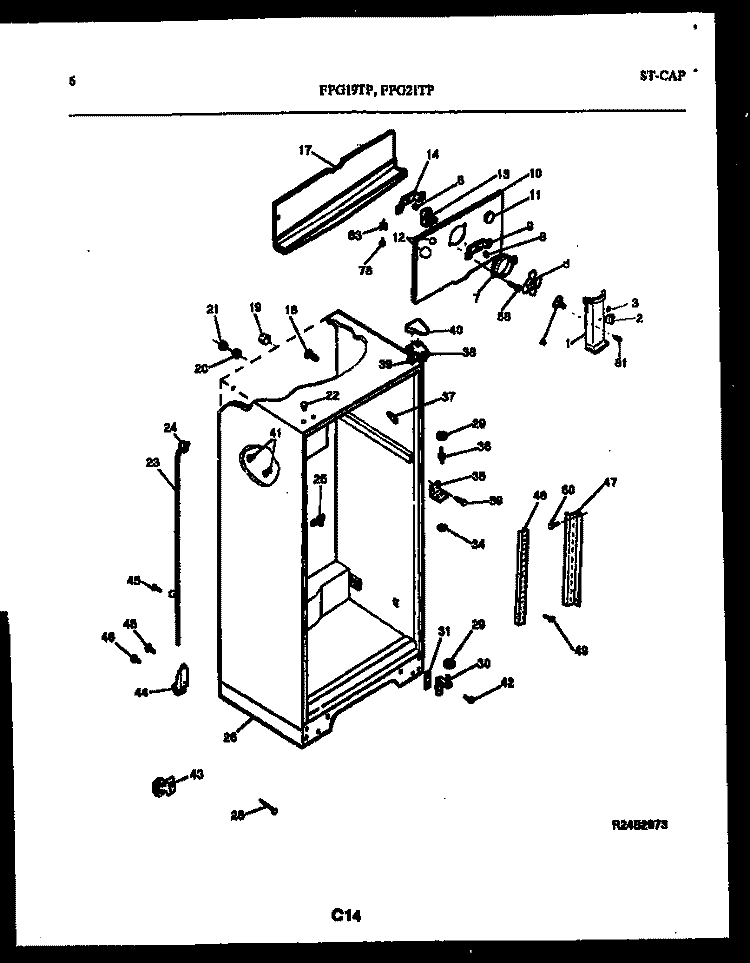 CABINET PARTS Diagram and Parts List for FPG19TPLW0  Frigidaire Refrigerator