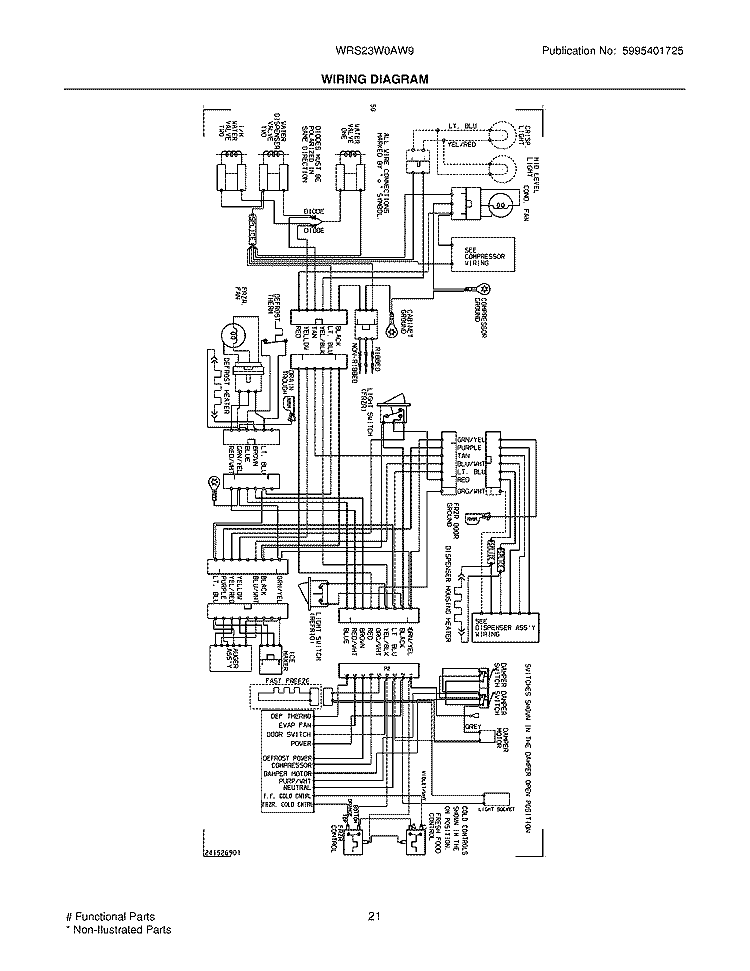 WIRING DIAGRAM Diagram and Parts List for WRS23W0AW9  Westinghouse Refrigerator
