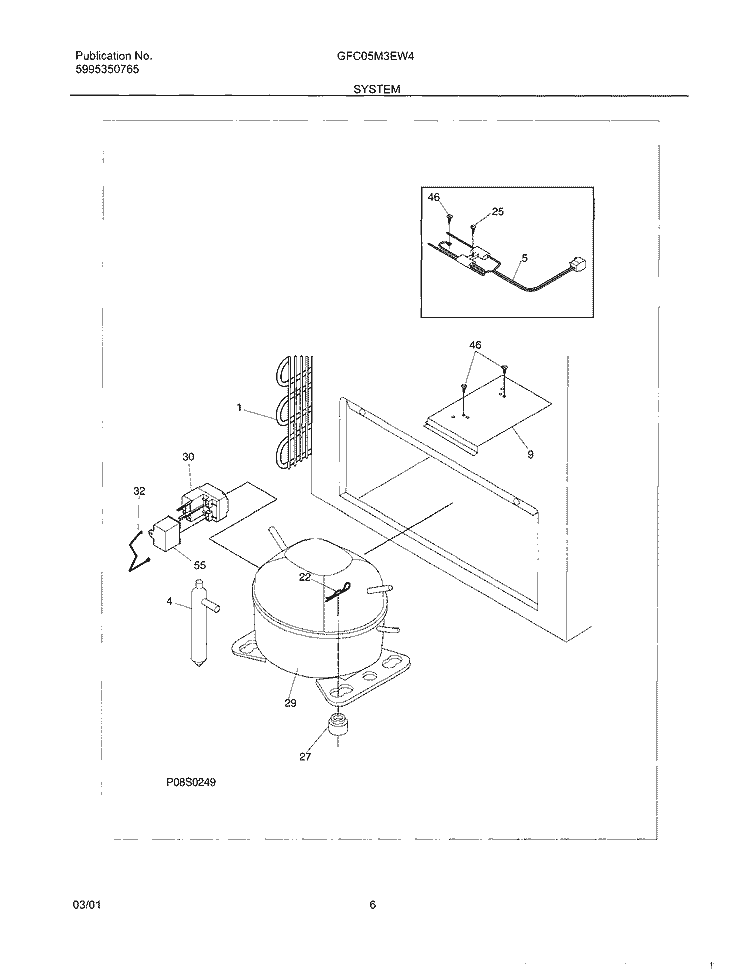 SYSTEM Diagram and Parts List for GFC05M3EW4  Gibson Freezer