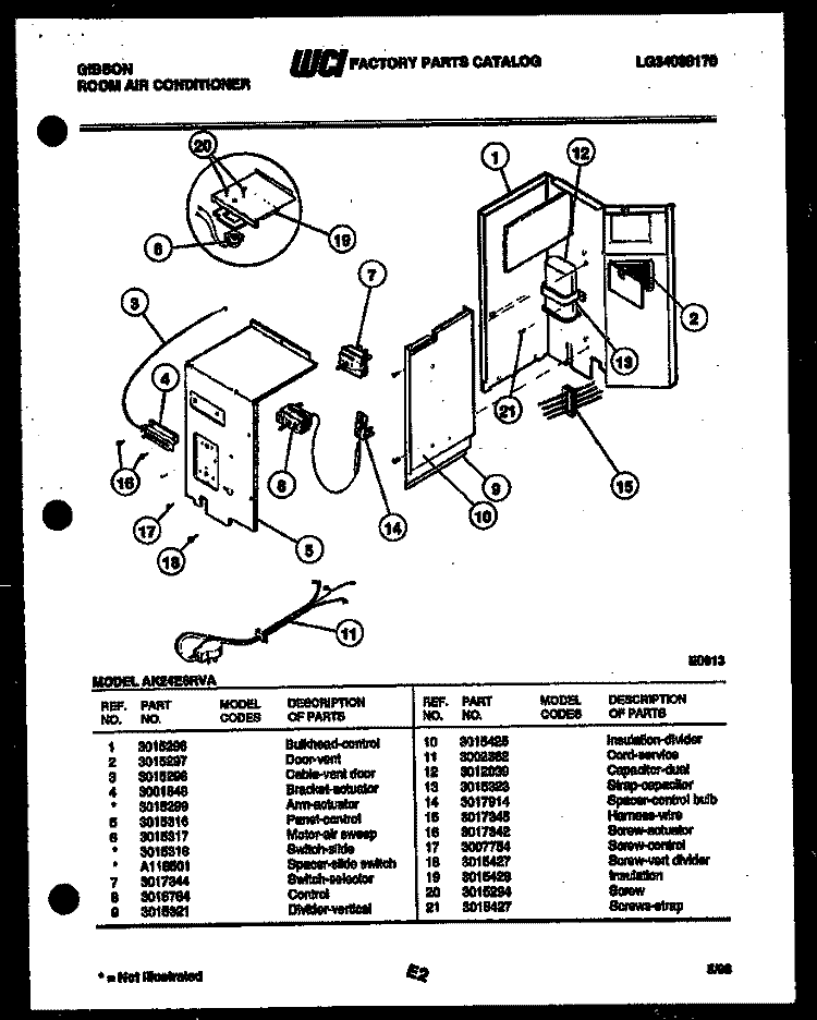 ELECTRICAL PARTS Diagram and Parts List for AK24E6RVA  Gibson Air Conditioner