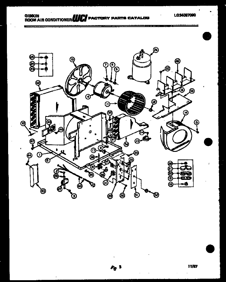 ELECTRICAL AND AIR HANDLING PARTS Diagram and Parts List for AL05A6ESBB  Gibson Air Conditioner