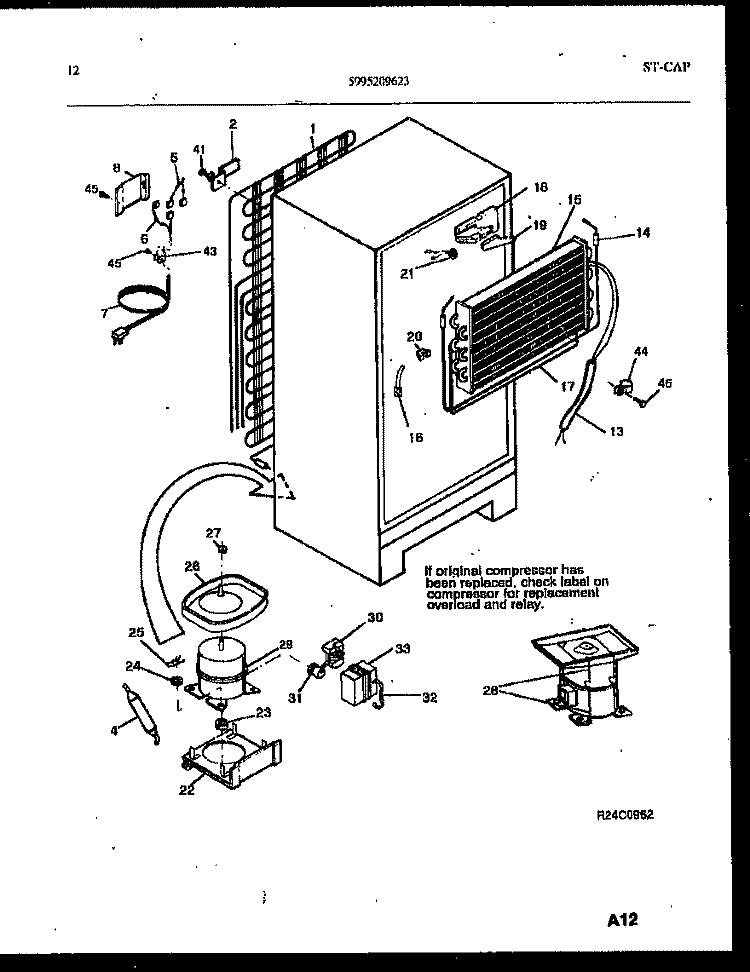 SYSTEM AND AUTOMATIC DEFROST PARTS Diagram and Parts List for FP18TFL4  Frigidaire Refrigerator