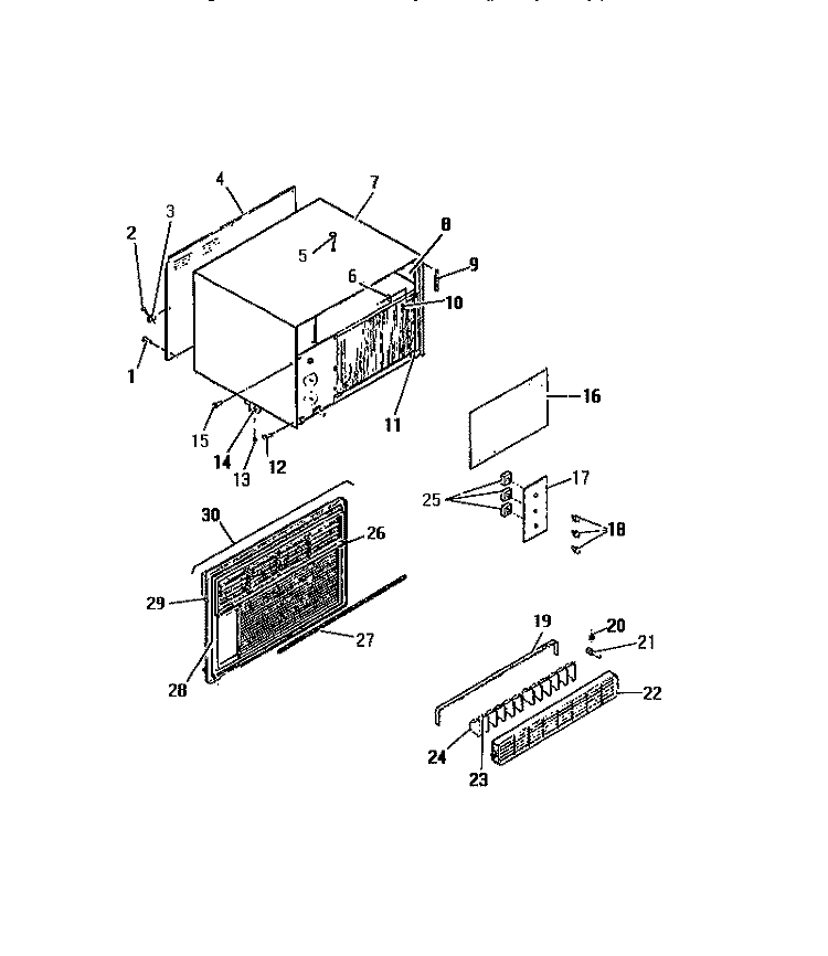 CABINET, FRONT (`B` CABINET MODELS) Diagram and Parts List for A13MUD2  Frigidaire Air Conditioner