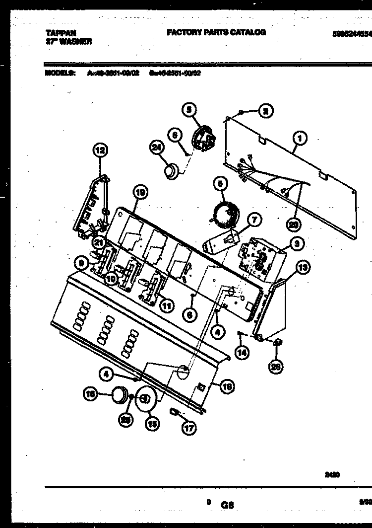 CONSOLE AND CONTROL PARTS Diagram and Parts List for 46-2651-23-02  Tappan Washer