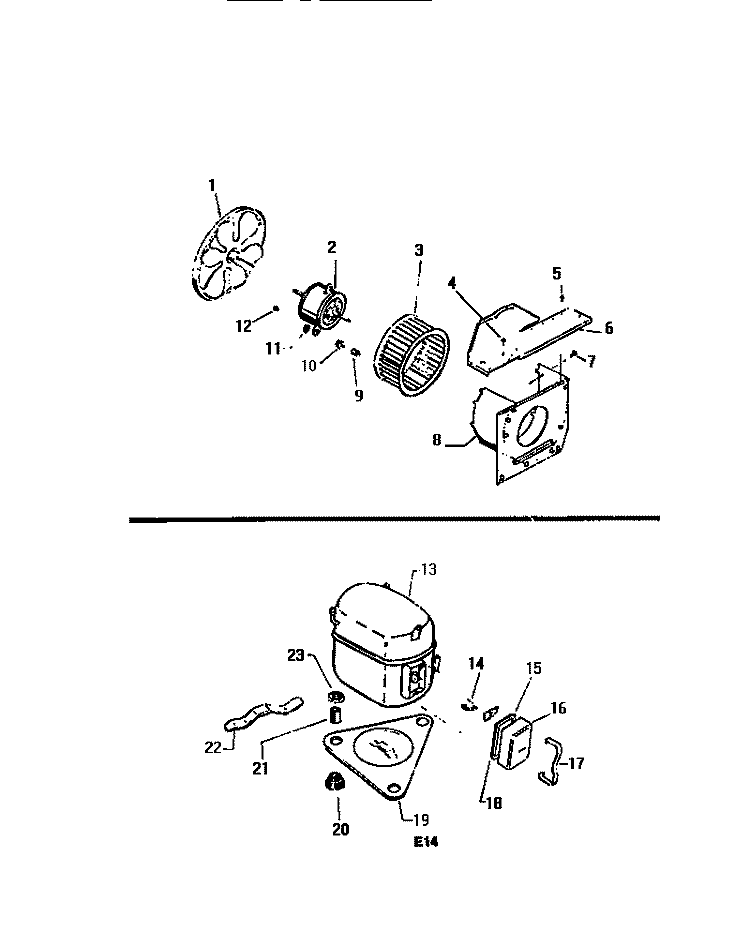 AIR HANDLING PARTS, COMPRESSOR Diagram and Parts List for MH413B2RA  Kelvinator Air Conditioner