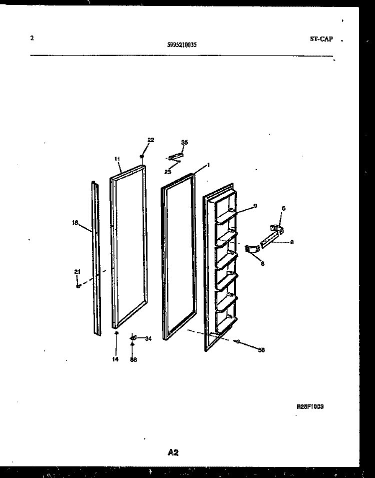 FREEZER DOOR PARTS Diagram and Parts List for FPE22VPW0  Frigidaire Refrigerator
