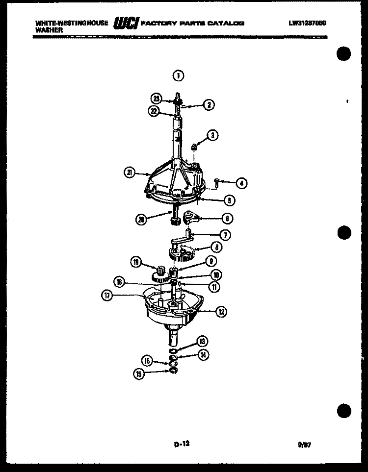 TRANSMISSION PARTS Diagram and Parts List for LA800JXF4  Frigidaire Washer