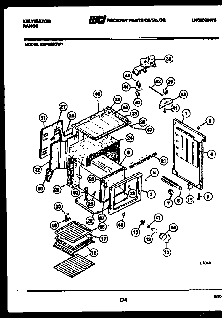 BODY PARTS Diagram and Parts List for REP305GD1  Kelvinator Range