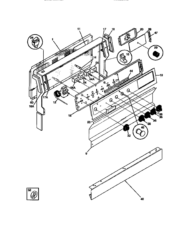 BACKGUARD Diagram and Parts List for CD302VP3D02  Frigidaire Range