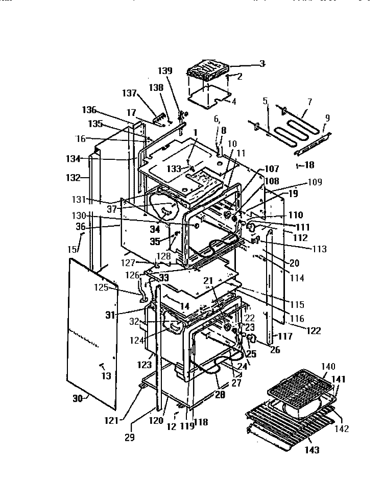 OVEN CAVITY Diagram and Parts List for KB883GDMO  Frigidaire Wall Oven