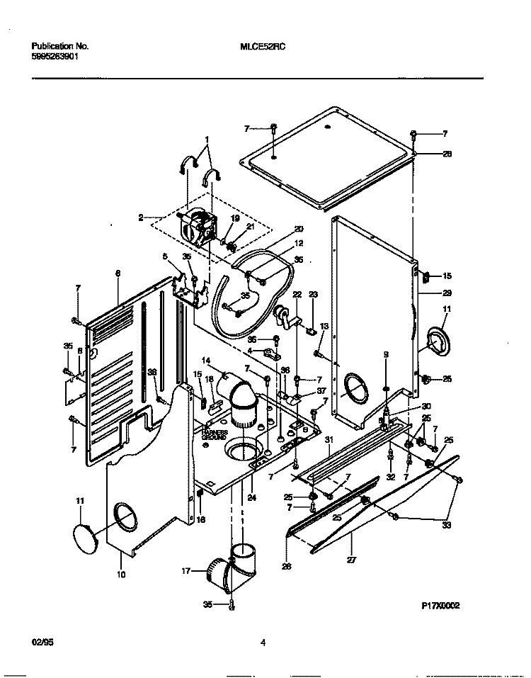 CABINET, BASE Diagram and Parts List for MLCE52RCS0  Tappan Washer