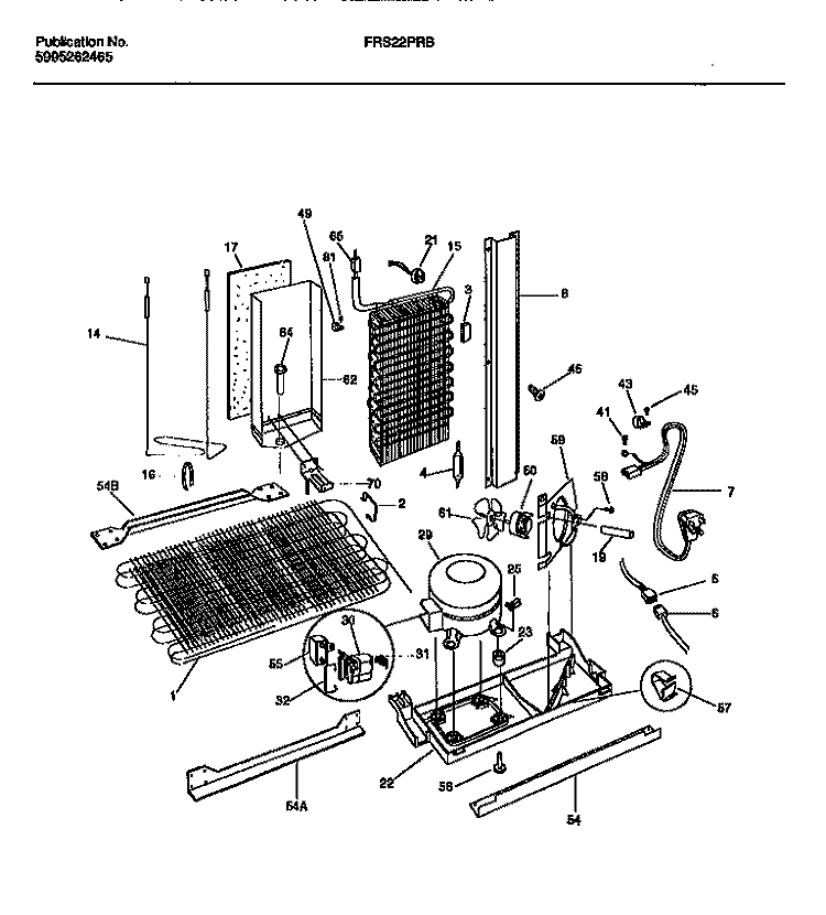 COOLING SYSTEM Diagram and Parts List for FRS22PRBD1  Frigidaire Refrigerator