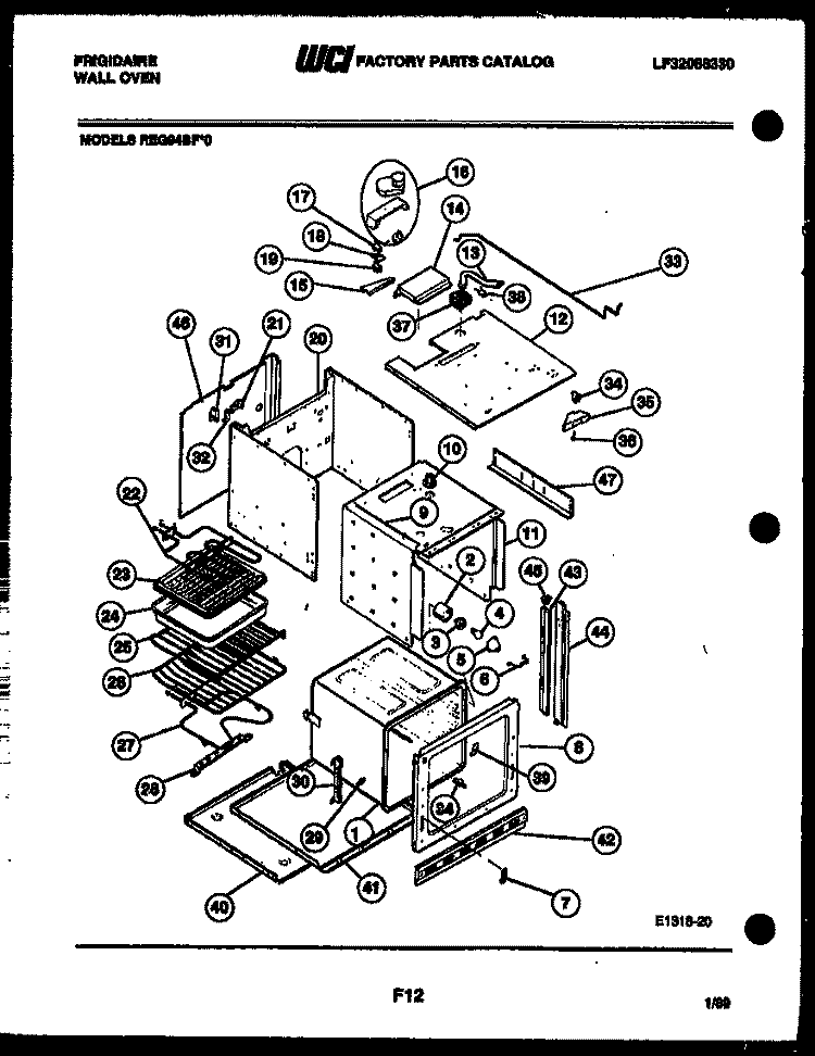 BODY PARTS Diagram and Parts List for REG94BFB0  Frigidaire Wall Oven