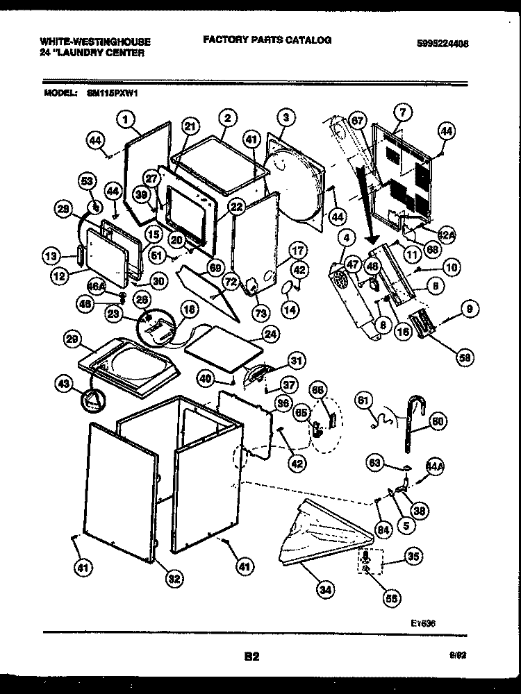 CABINET PARTS AND HEATER Diagram and Parts List for SM115PXD1  Frigidaire Washer