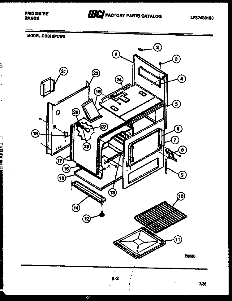 BODY PARTS Diagram and Parts List for GG32BPCW2  Frigidaire Range