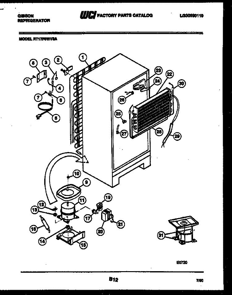 SYSTEM AND AUTOMATIC DEFROST PARTS Diagram and Parts List for RT17F6WV3A  Gibson Refrigerator