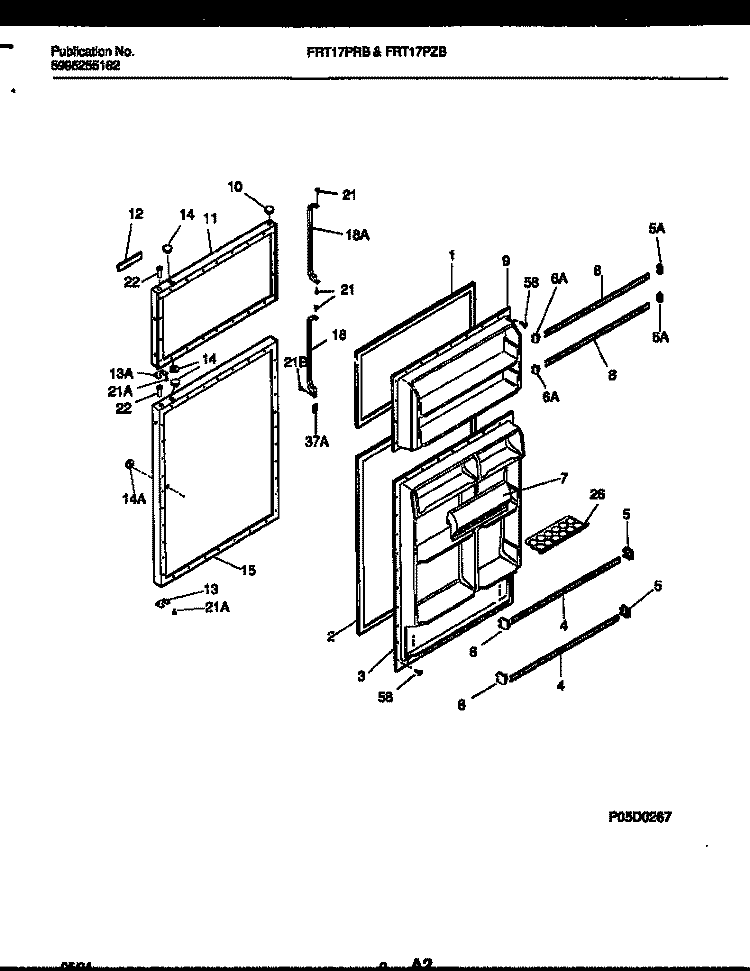 DOOR PARTS Diagram and Parts List for FRT17PZBW1  Frigidaire Refrigerator
