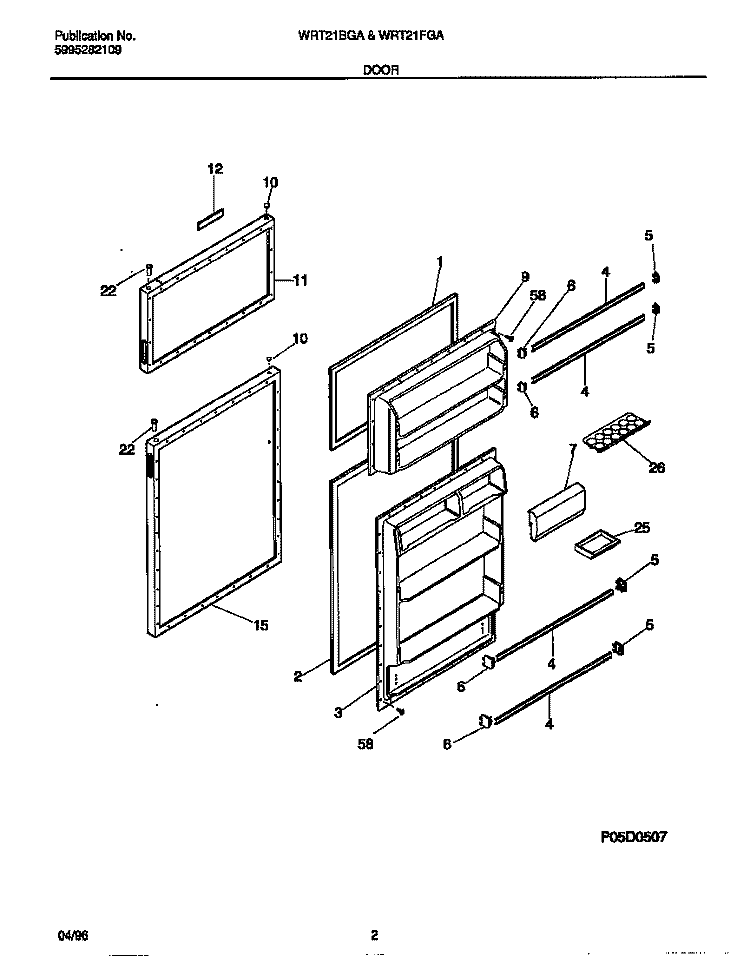 DOOR Diagram and Parts List for WRT21FGAD4  Frigidaire Refrigerator