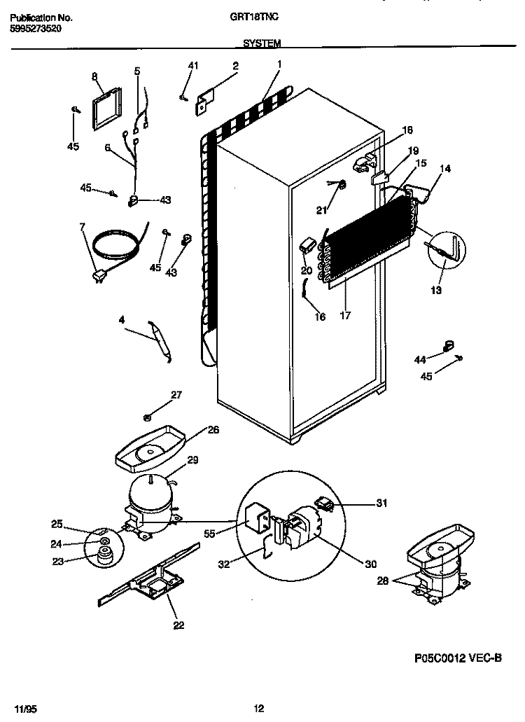 SYSTEM Diagram and Parts List for GRT18TNCD0  Gibson Refrigerator