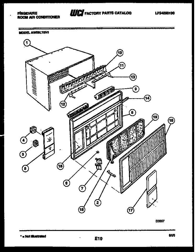 CABINET PARTS Diagram and Parts List for AW08LT5N1  Frigidaire Air Conditioner