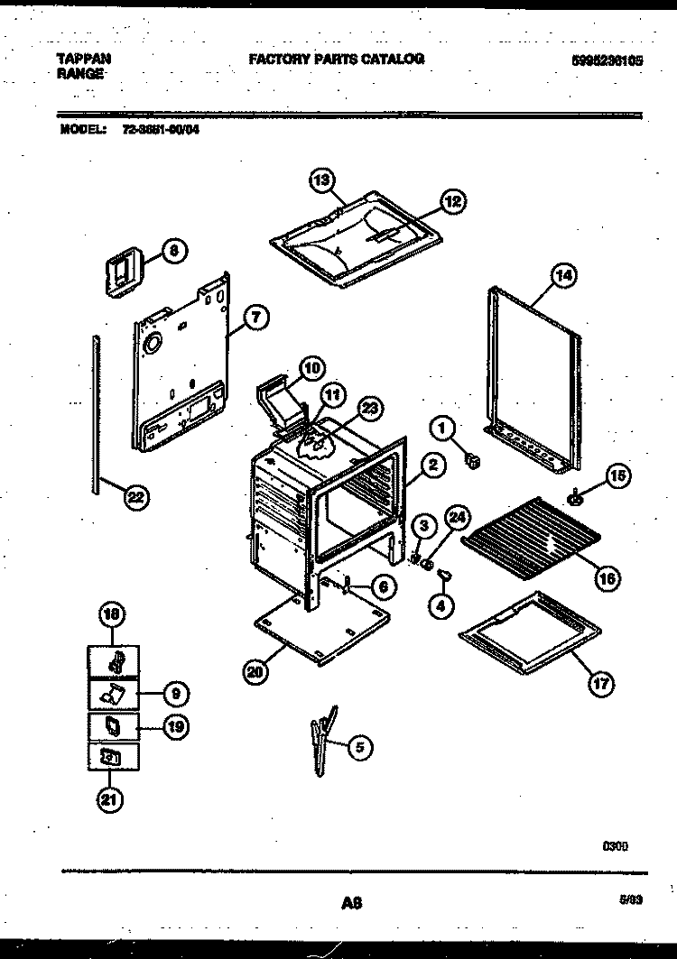 LOWER BODY PARTS Diagram and Parts List for 72-3651-00-04  Tappan Range
