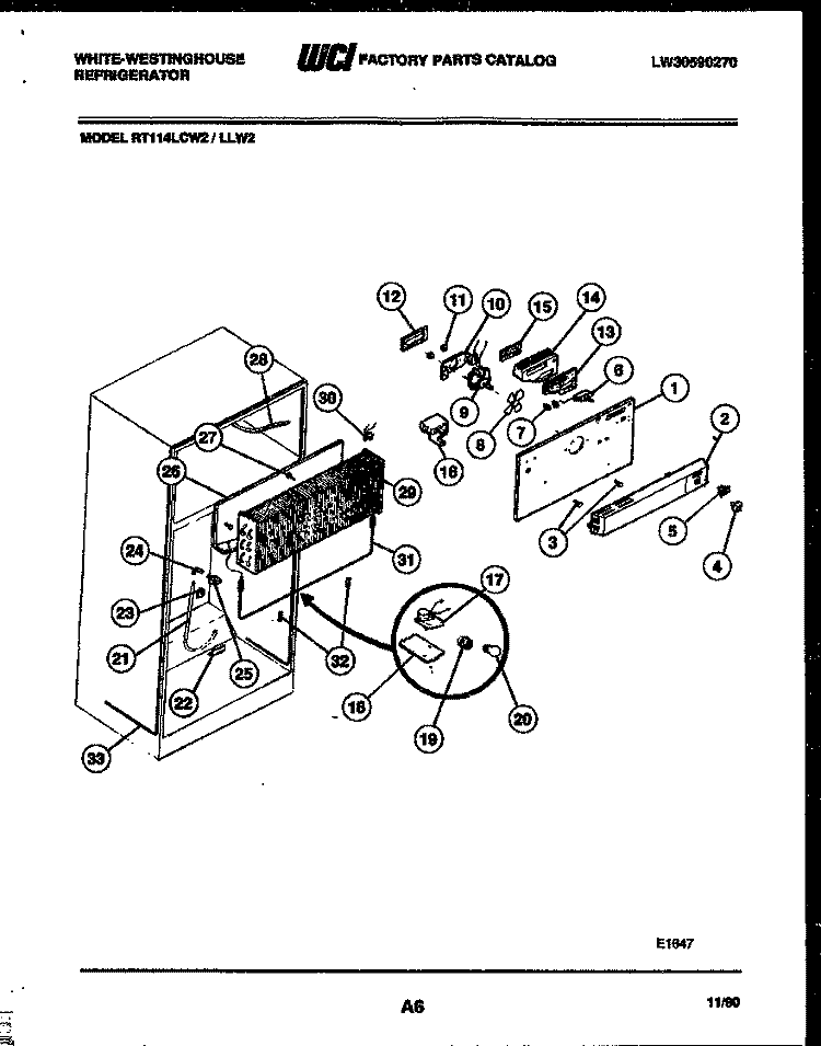 SYSTEM AND AUTOMATIC DEFROST PARTS Diagram and Parts List for RT114LCH2  Frigidaire Refrigerator