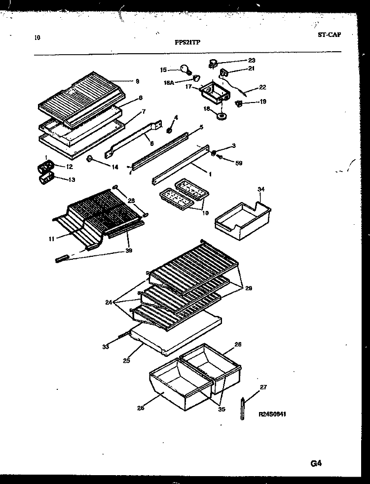 SHELVES AND SUPPORTS Diagram and Parts List for FPS21TPL0  Frigidaire Refrigerator