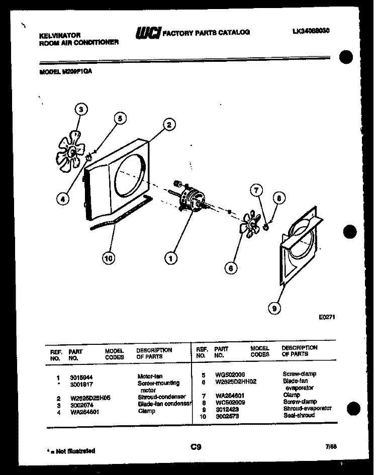 AIR HANDLING PARTS Diagram and Parts List for M208F1QA  Kelvinator Air Conditioner