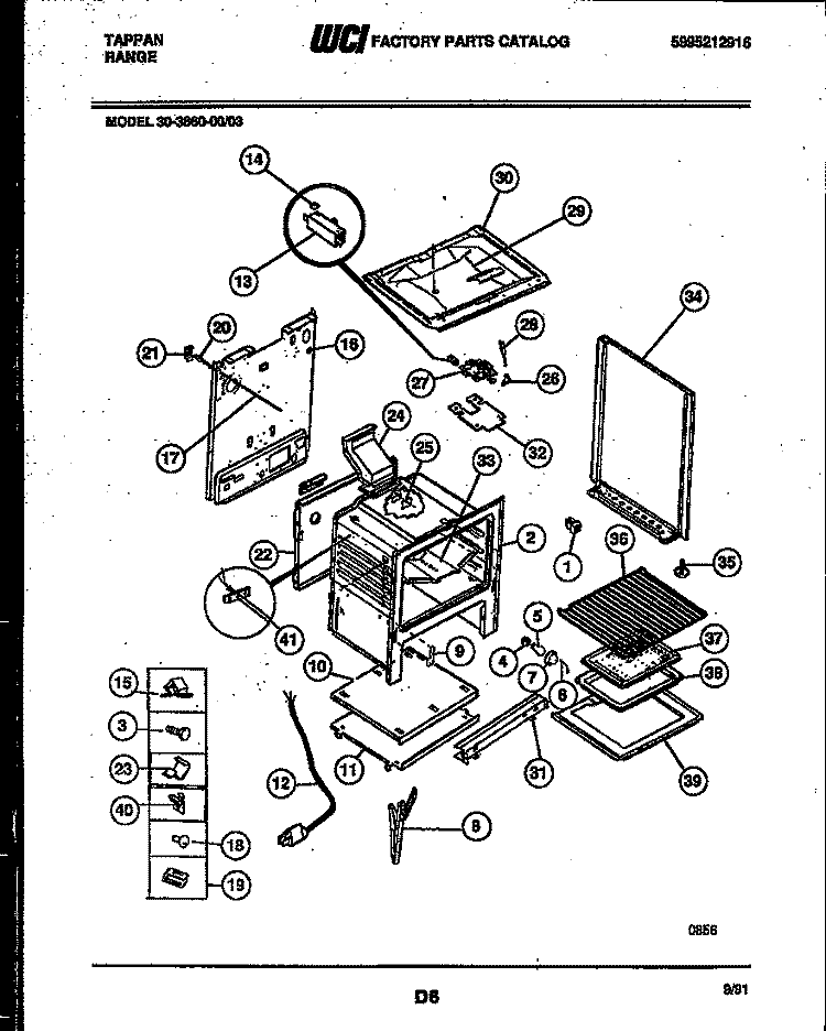 BODY PARTS Diagram and Parts List for 30-3860-23-03  Tappan Range