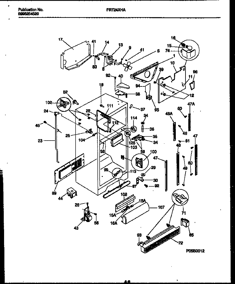 CABINET PARTS Diagram and Parts List for FRT24XHAY1  Frigidaire Refrigerator